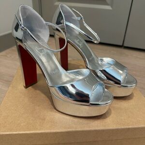 christian louboutin Silver Platform Heels